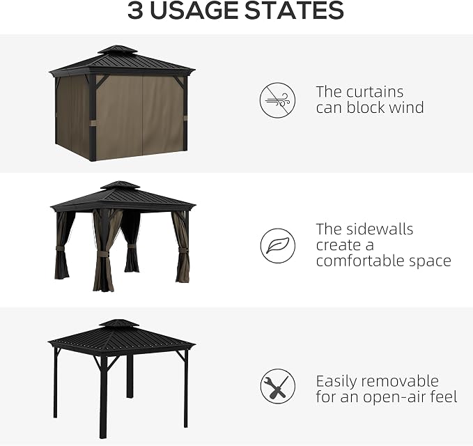 Outsunny 10' x 10' Hardtop Gazebo - Image 8