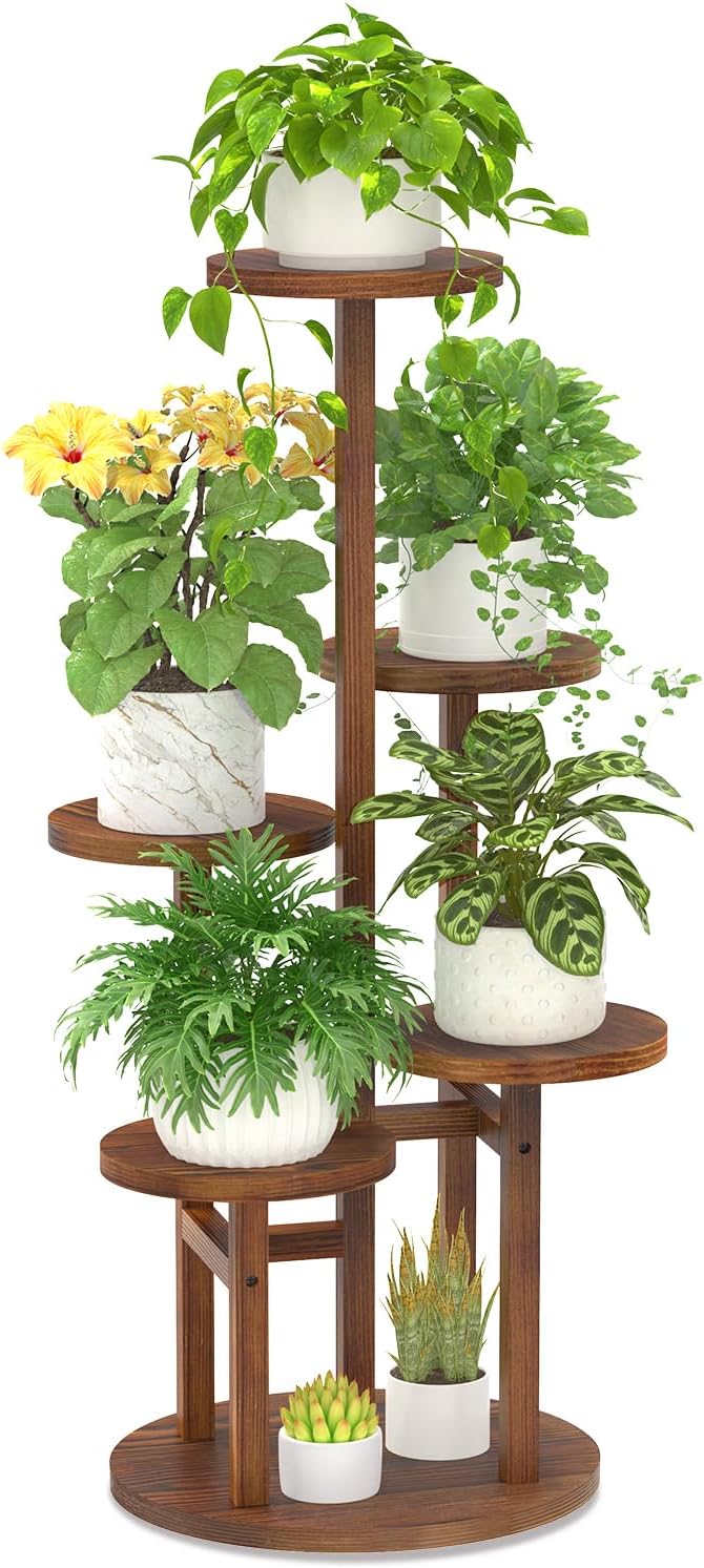 iDavosic.ly 5 Tier Plant Stand Indoor, Tiered Corner Wood Multiple Flower by iDavosicly