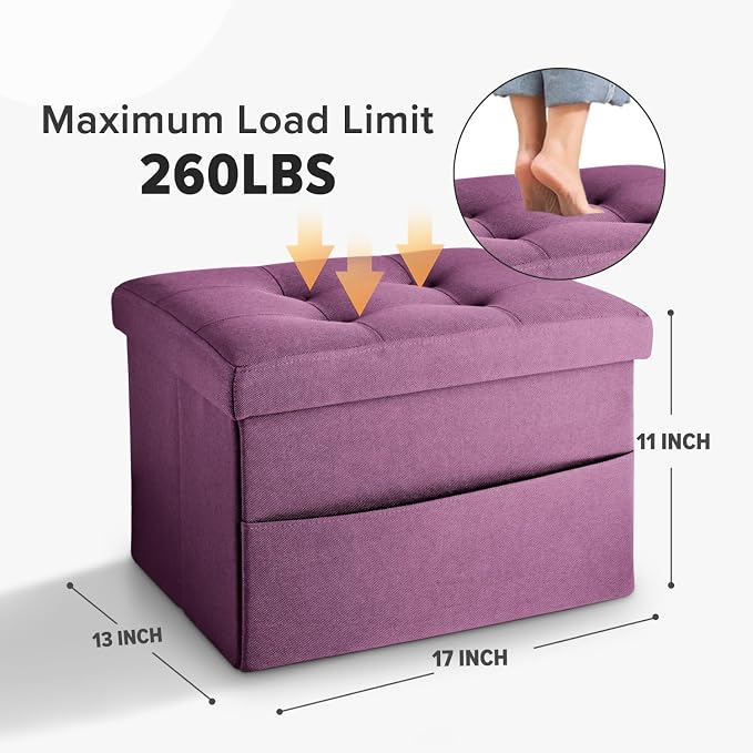 LINMAGCO Storage Ottoman Folding Foot Stool Foot Rest - Image 2