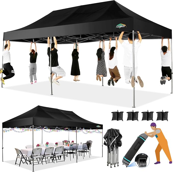 COBIZI 10x20 Heavy Duty Pop up Canopy Tent Without Sidewall Easy Up Commercial by COBIZI