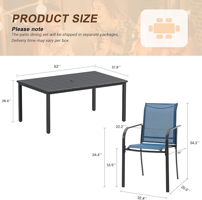 VICLLAX 7 Pieces Patio Outdoor Dining Set - Image 2