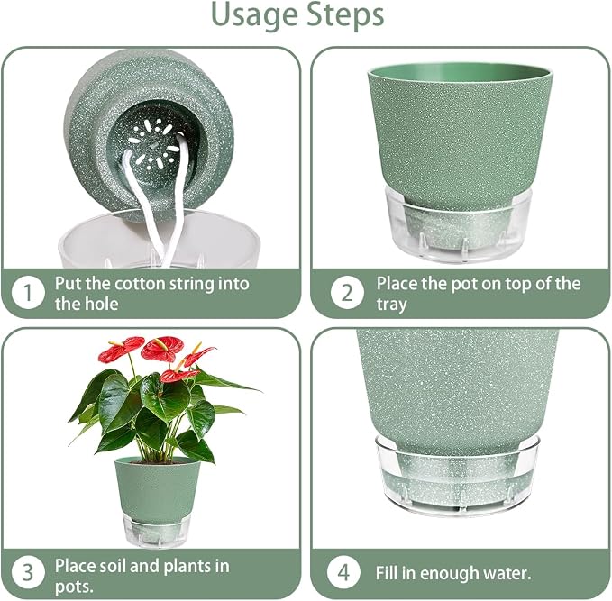 Green Self Watering Plant Pots - Image 4
