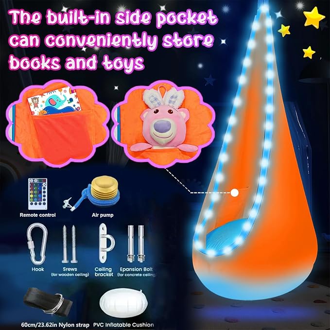 Light Up Swing Chair Hammock Chair Indoor Outdoor - Image 2