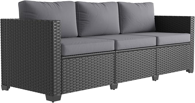 Aoxun 1 Piece 3-Seats Sofa Patio Furniture Set, Wicker Outdoor Furniture by Aoxun