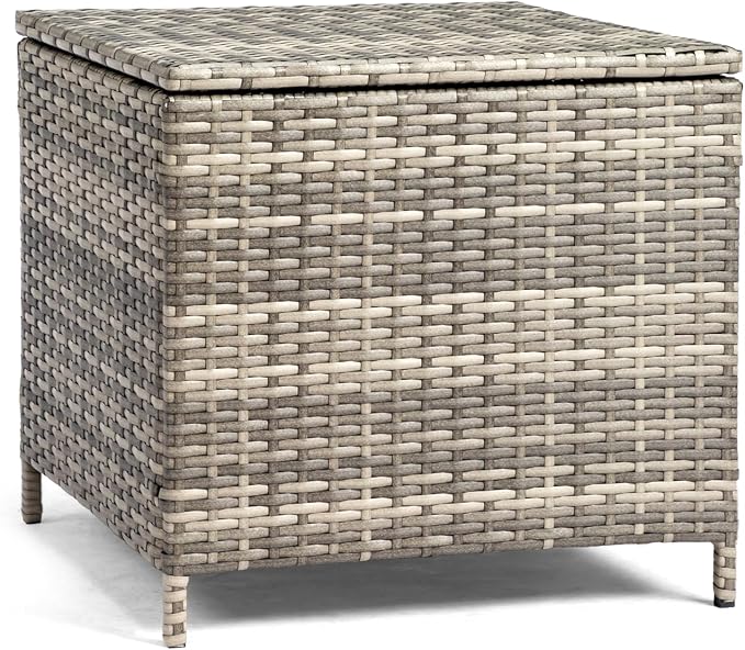 VINGLI Outdoor Side Table with Storage, 27-Gallon Patio Deck Box Outdoor Wicker - Image 7