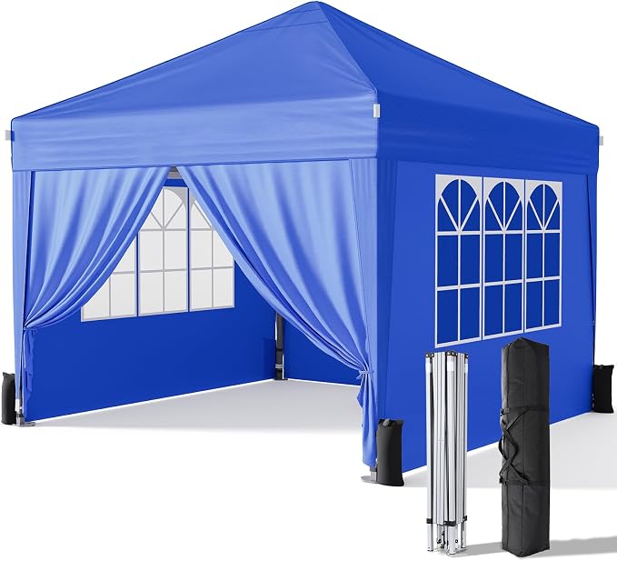 10x10 Pop Up Canopy with Sidewalls, Outdoor Instant Canopy Tent with Carry Bag by Driftalia
