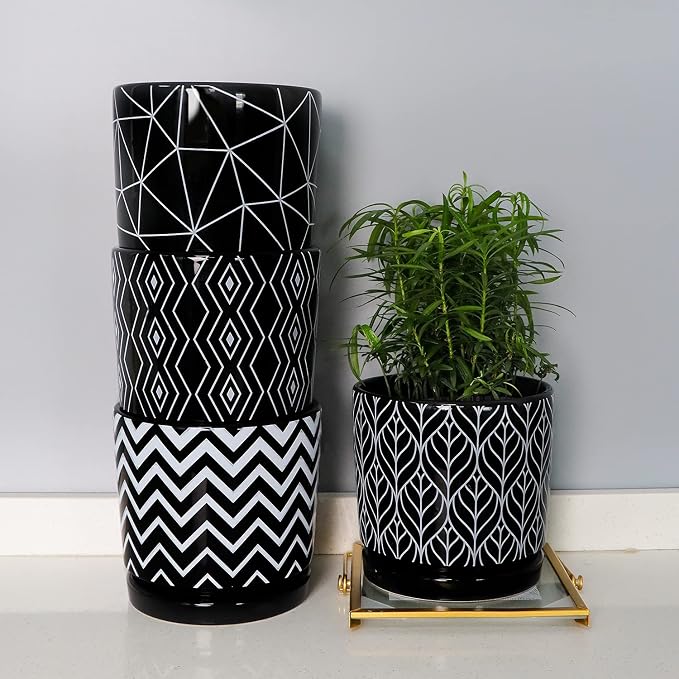 Ton Sin Flower Pots, 5.5 Inch Black Ceramic Planter - Image 2
