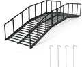 Metal Garden Bridge 8 FT with 4 Ground Stakes, 770 lbs Capacity Black Powder by OLBRUS