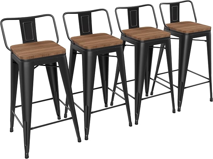 Yongchuang 26" Metal Bar Stools Set of 4 Counter Height Barstools by YongchuangInternational