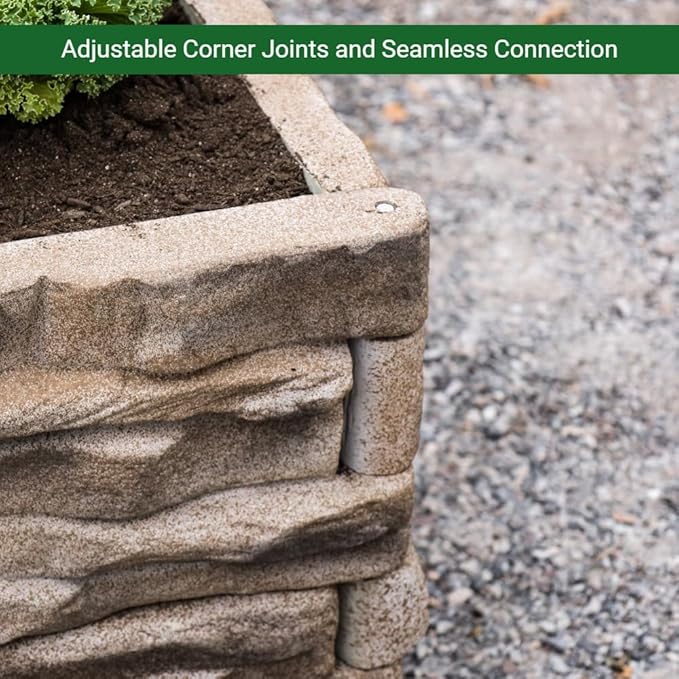 Raised Garden Bed Outdoor Tan/Brown Ledgestones Composite Polyurethane Natural - Image 5
