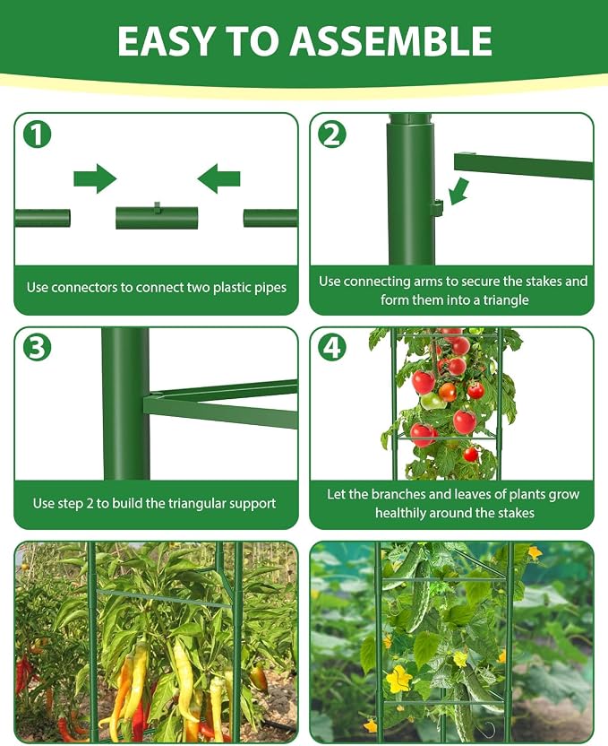 8 Pack Tomato Cages for Garden, 51in*13in Adjustable Tomatoes Plant Stakes - Image 8