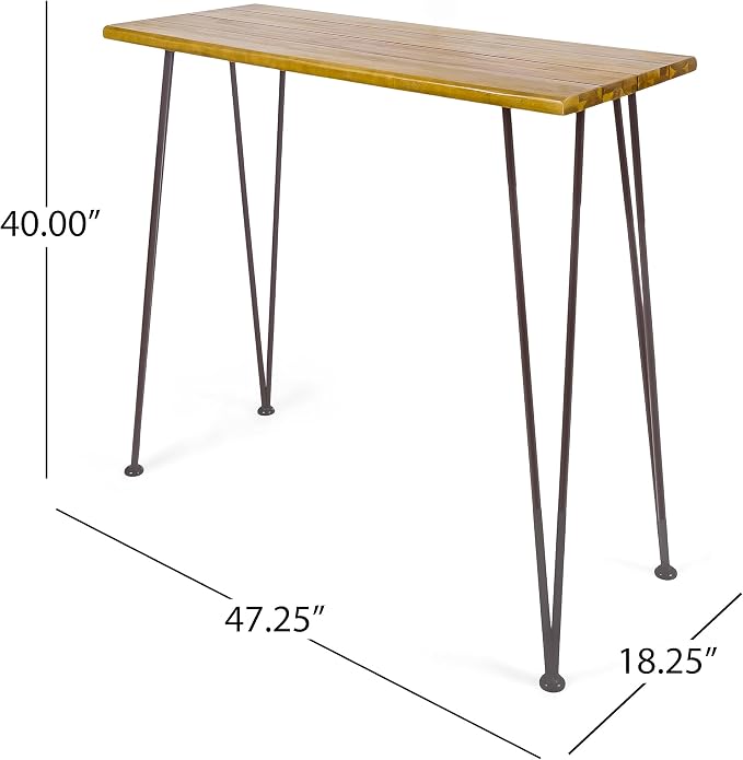 Christopher Knight Home Denali Ouotdoor Industrial Acacia Wood Bar Table - Image 3
