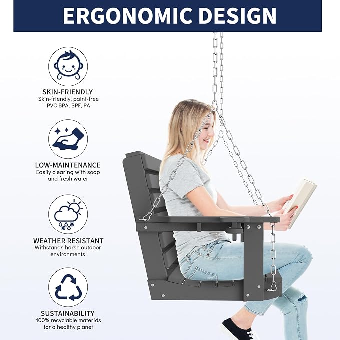 Plawdlik Porch Swings, 2 Seat Patio Chair - Image 8