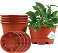 5 Pack 10.5 inch Plant Pots, Planter-Pots-for-Plants-Indoor-Outdoor，Plastic by KPUVX
