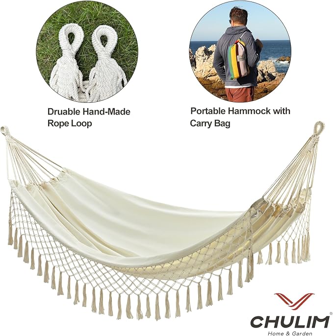 Brazilian Double Hammock with Tree Straps, Extra Large 94x63IN, 2 Persons - Image 6