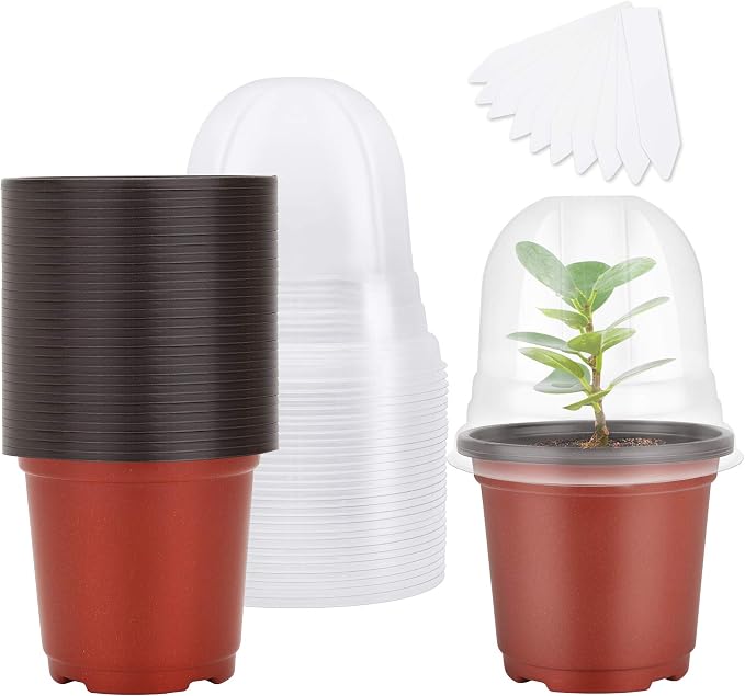 MIXC Plant Nursery Pots with Humidity Dome 4" Soft Transparent Plastic by MIXC