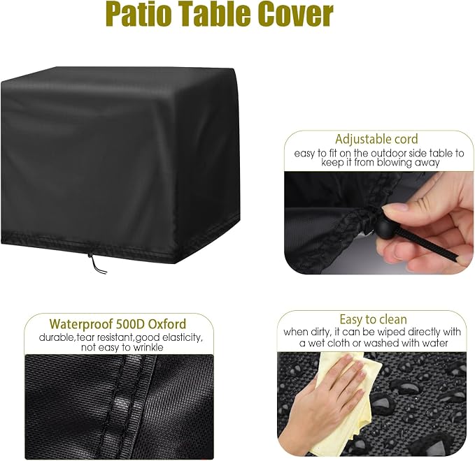 Outdoor Side Tables Cover for Utoplike Teak Outdoor Side Table for Patio - Image 4