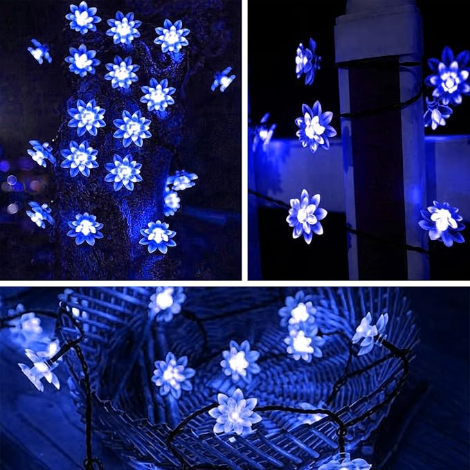 ITICdecor Solar Flower String Lights Outdoor Waterproof 50 LED Upgraded Flower - Image 5