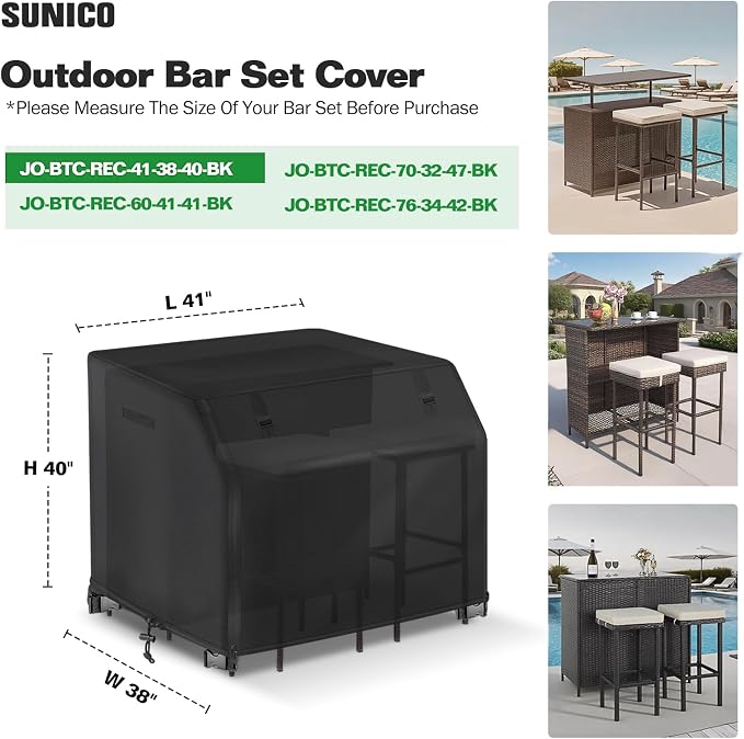 41 Inch Outdoor Patio Bar Set Cover - Image 3