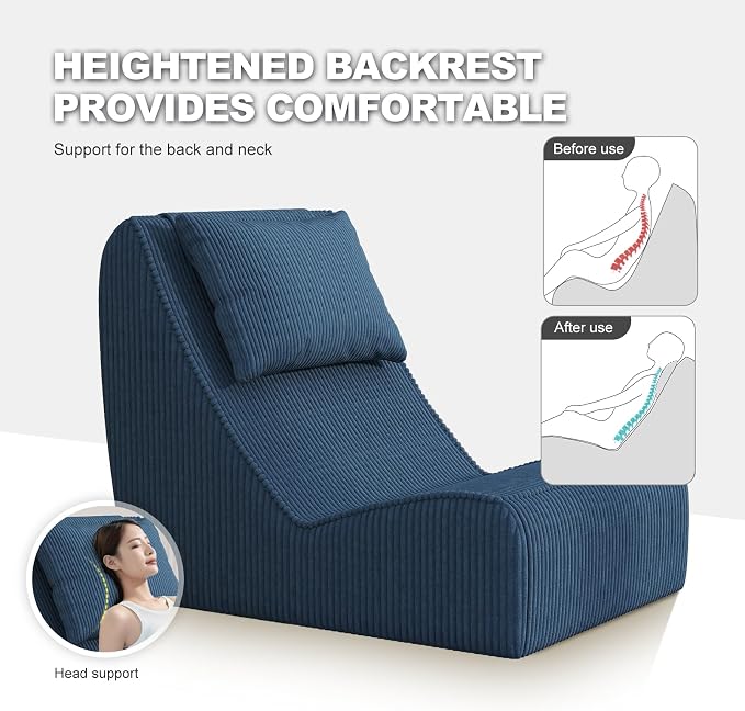 Giant Bean Bag Chair for Adults, Corduroy Chaise Lounge - Image 5