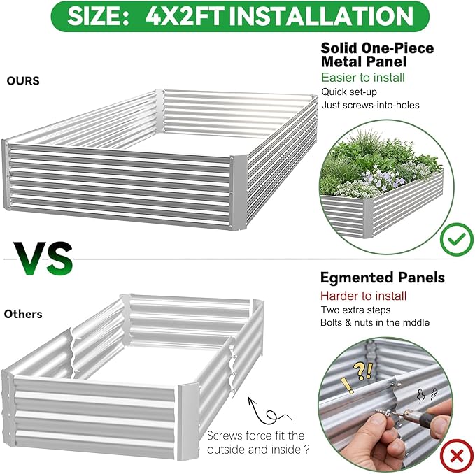 3 Pack Raised Beds for Gardening, Corrugated Galvanized Steel Raised Garden Bed - Image 3