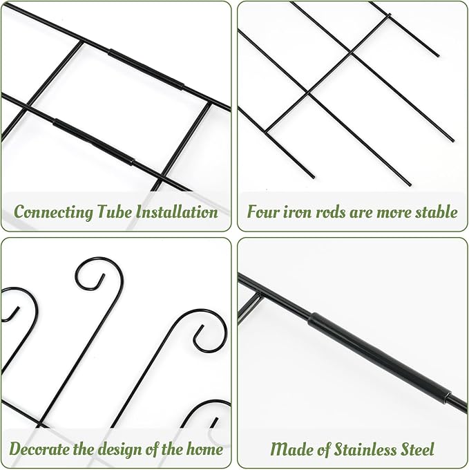 4 Pack 32'' Wave Shape Black Metal Trellis - Image 3