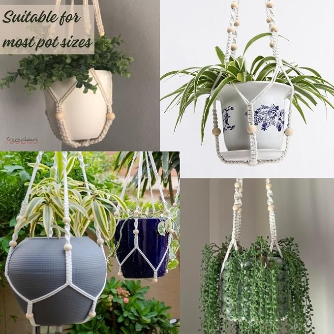 3 Pack Macrame Plant Hanger, Hanging Planters - Image 6