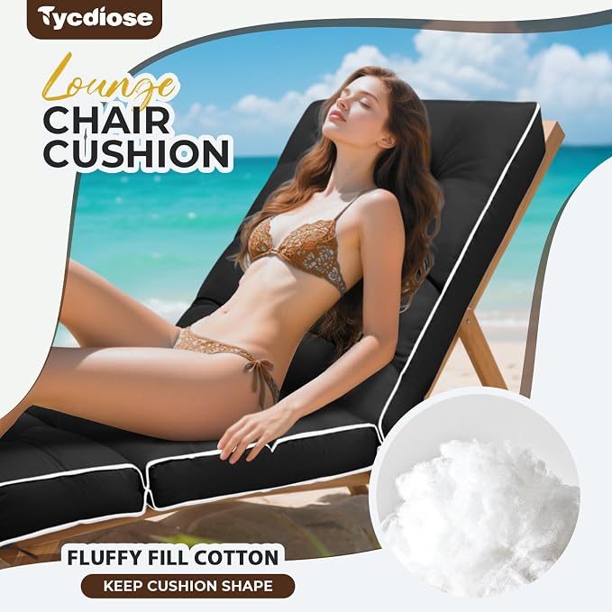 Outdoor Chaise Lounge Chair Cushion, Waterproof Non-Slip Patio Chaise Lounge - Image 2