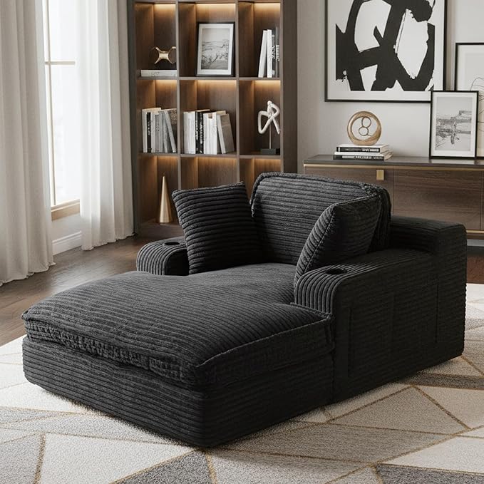 67" Oversized Chaise Lounge Chair Indoor, Soft Boneless Cloud Couch - Image 9