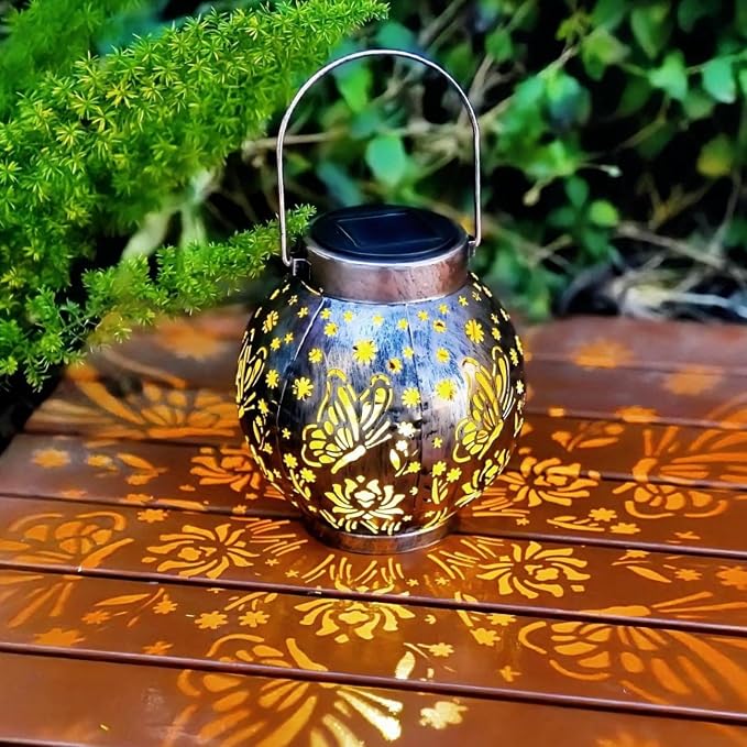 2 Pack Outdoor Solar Hanging Lantern Lights Metal LED Decorative Lamp - Image 8