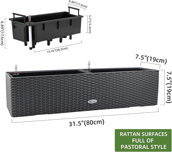 Dexceder 31.5 Inch Rattan Self Watering Planter Indoor Outdoor, Thickened Large - Image 3
