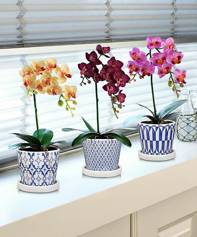 Small Ceramic Pots for Plants, 4.7 inch Blue and White Plant Pot Indoor - Image 5