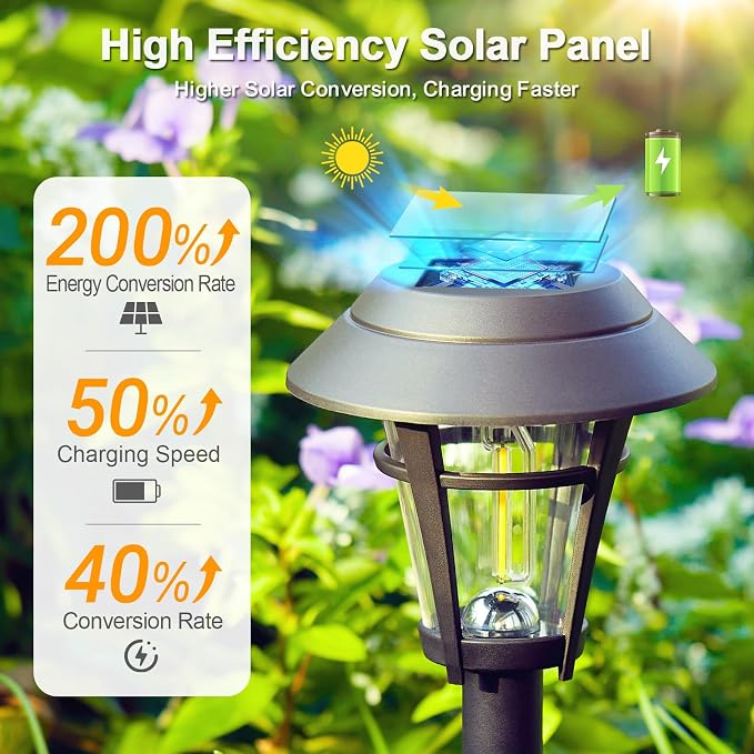 LETMY Solar Pathway Lights Outdoor, 10 Pack Solar Lights Outdoor Waterproof - Image 2