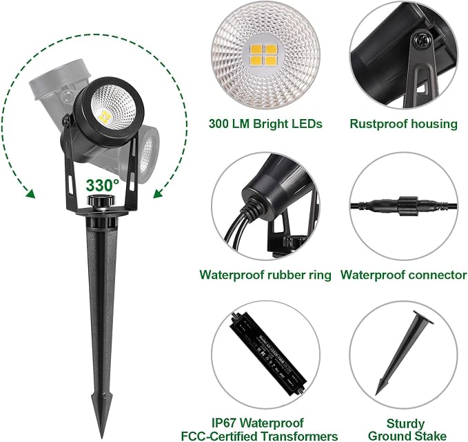 Outdoor Landscape Lighting, 4 Pack LED Outdoor Spot Lights - Image 2