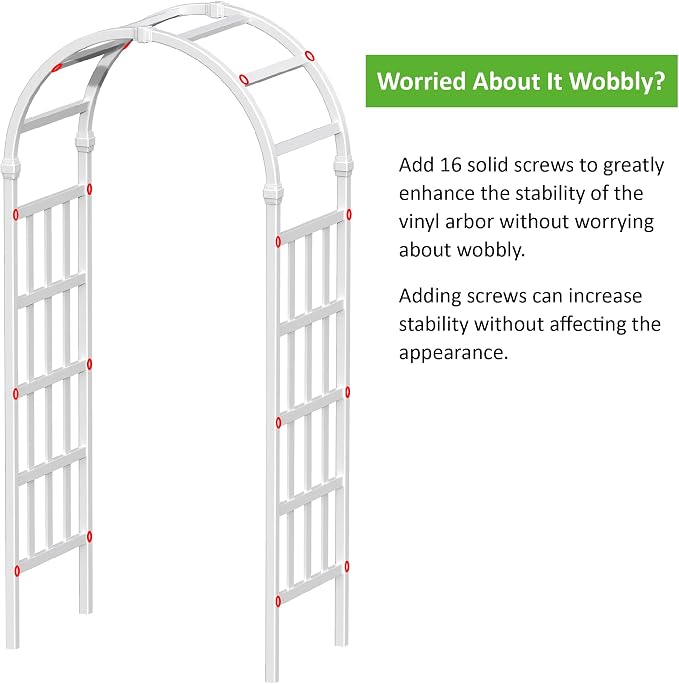 41" W x 86" H Vinyl Arbor, Vinyl Arch, Garden Arch Arbor - Image 4