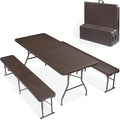 VINGLI Picnic Table Set with 2 Benches, 6 Feet Camping Table Chair Set by VINGLI