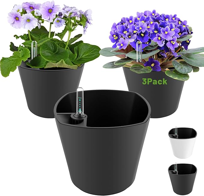 Self Watering Planters for Indoor Outdoor Plants 7 inch Flower Pot by GsGardenSpecialty