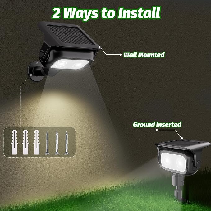 Nreonrick Solar Spot Lights 360° Adjustable Solar Lights Outdoor IP65 Waterproof - Image 6