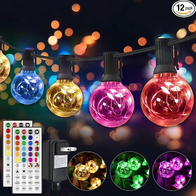 Color Changing Christmas Lights Outdoor String Lights 50ft 50 G40 Bulbs by Omika