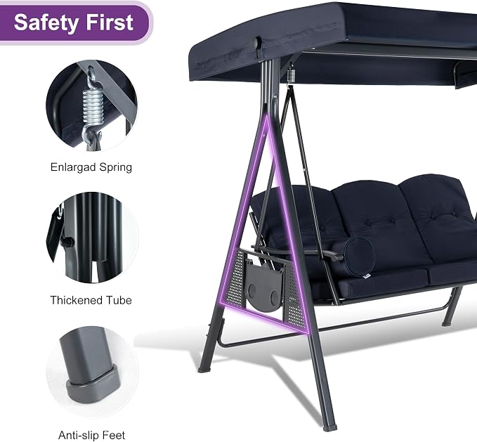 PURPLE LEAF Outdoor Patio Porch Swing - Image 6