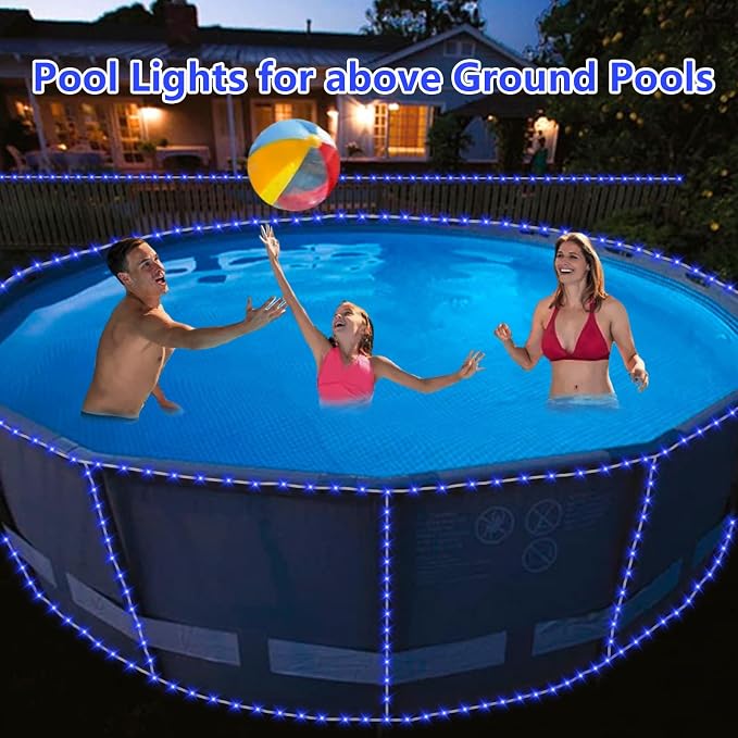 QITONG Blue Solar Rope Lights Outdoor, 2 Pack Each 33ft 100LED String Light - Image 3
