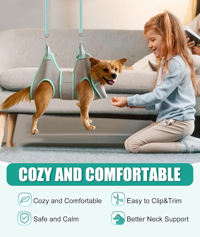 XS Dog Grooming Hammock Harness, Nail Trimming, Thick Neck Support - Image 2