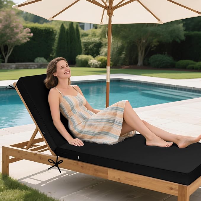 Lounge Chair Cushion Waterproof Chaise Lounge Cushions 72x21x3 Inch Non-Slip - Image 6