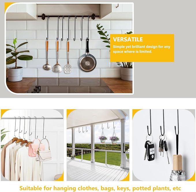 6 Pack 12 Inch Large S Hooks for Hanging Plants, Bird House, Kitchenware - Image 6