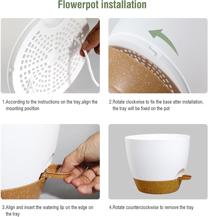 8 inch Self Watering Pots, 2 Pack Plastic Planters - Image 4