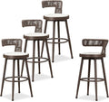 PURPLE LEAF Outdoor Swivel Bar Height Stools Set of 4 Metal Modern Wicker Bar by PURPLELEAF
