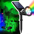 Solar Spotlights Outdoor, 7-LED Flag Pole Spot Lights, RGB Color Changing Solar by SFSUNFUNY