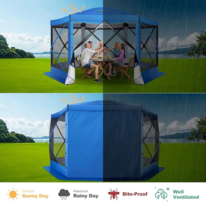 COBIZI 12x12 FT Pop Up Canopy Extendable Tent, Gazebos On Clearance, Screened - Image 9