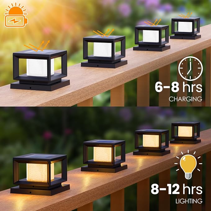 Mlambert 4 Pack Solar Post Lights Outdoor, Waterproof Fence Cap - Image 4