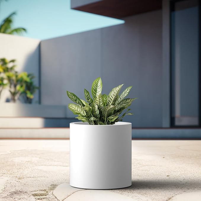 Kante 15.7" Dia Round Concrete Planter, Modern Style Large Cylindrical Plant Pot - Image 4